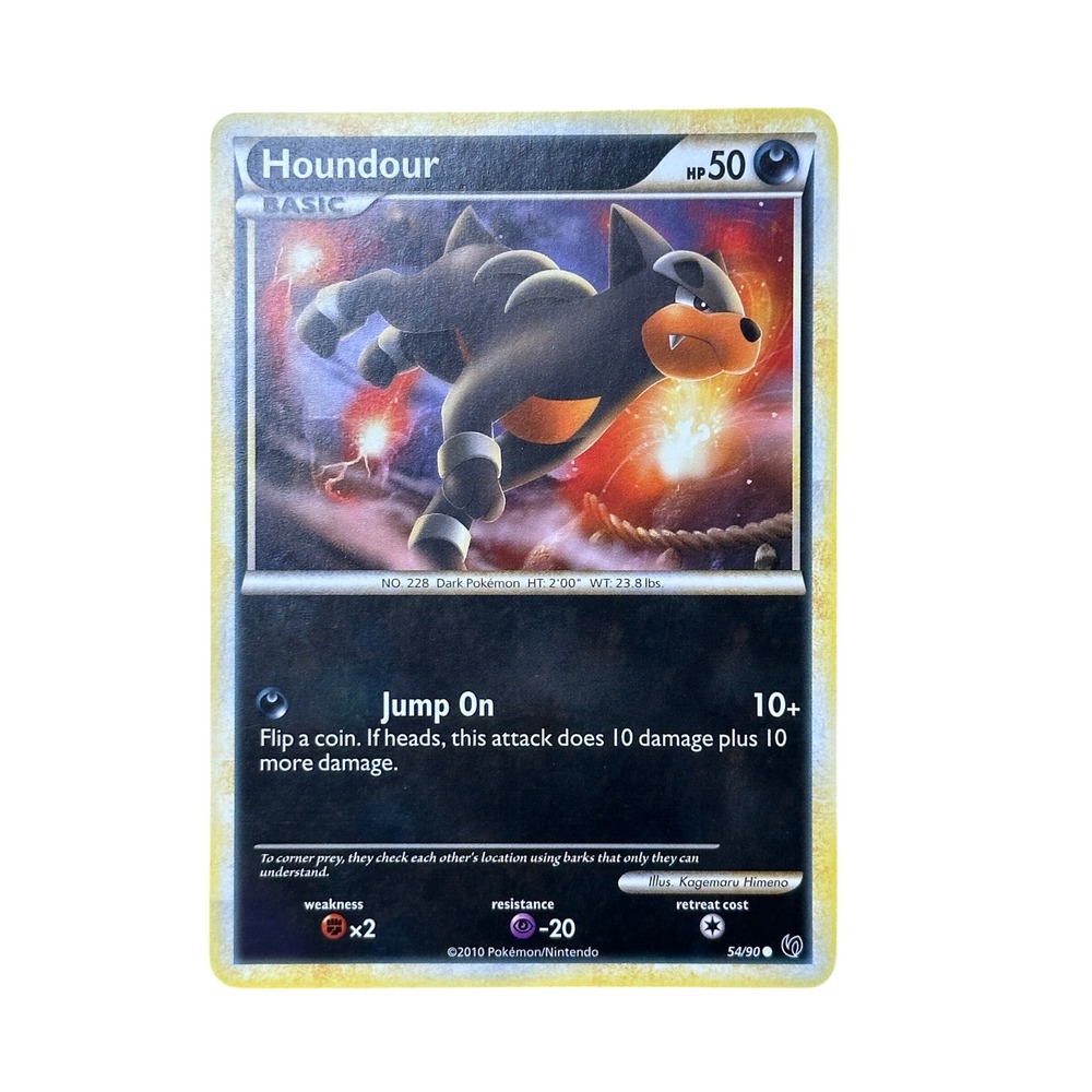 Houndour Pokemon Card 54/90 2010 HGSS Undaunted TCG Collectible MP/LP‎